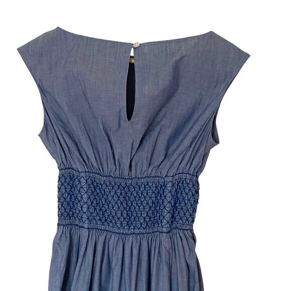 KATE SPADE New York Chambray Blaire Fit & Flare Smocked Waist Dress, Size 0 - Picture 8 of 13